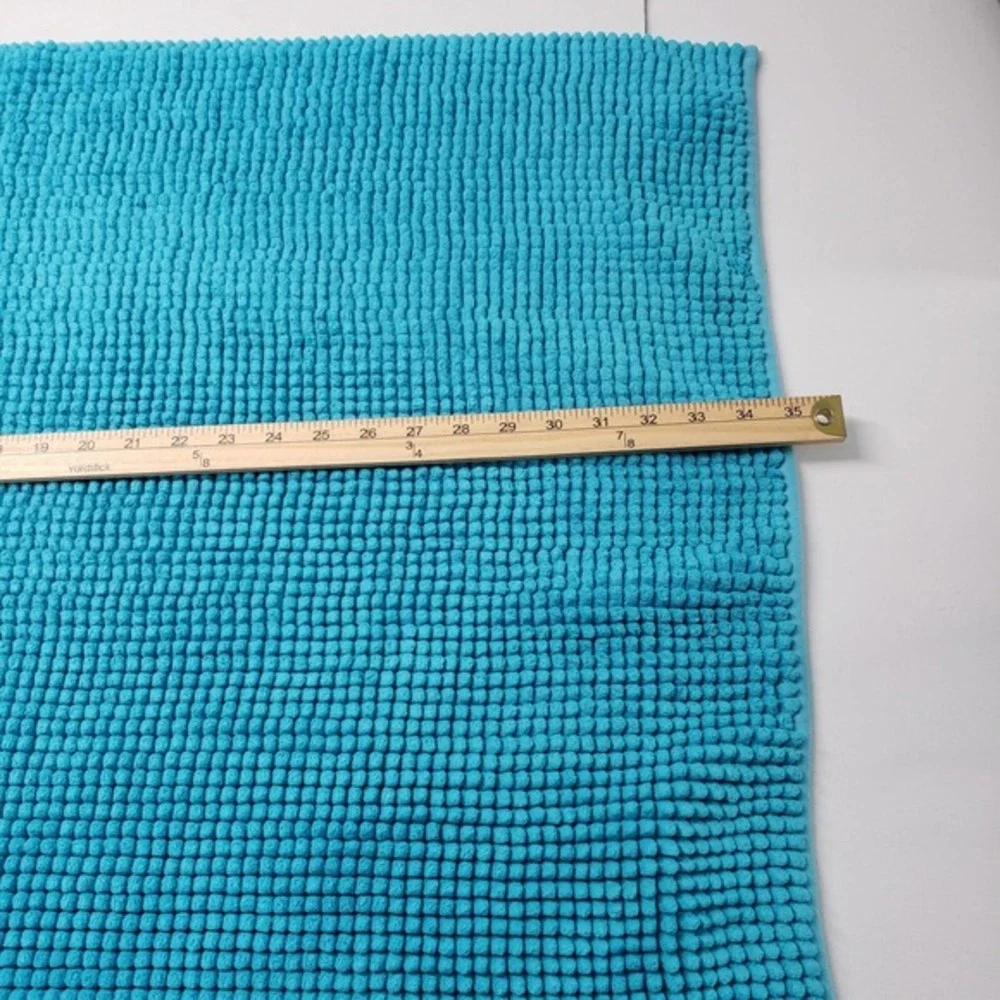 Chenille Bath Mat Rug Set of‎ 2 35x24 Turquoise Texture Spa Soft Plush Absorbent